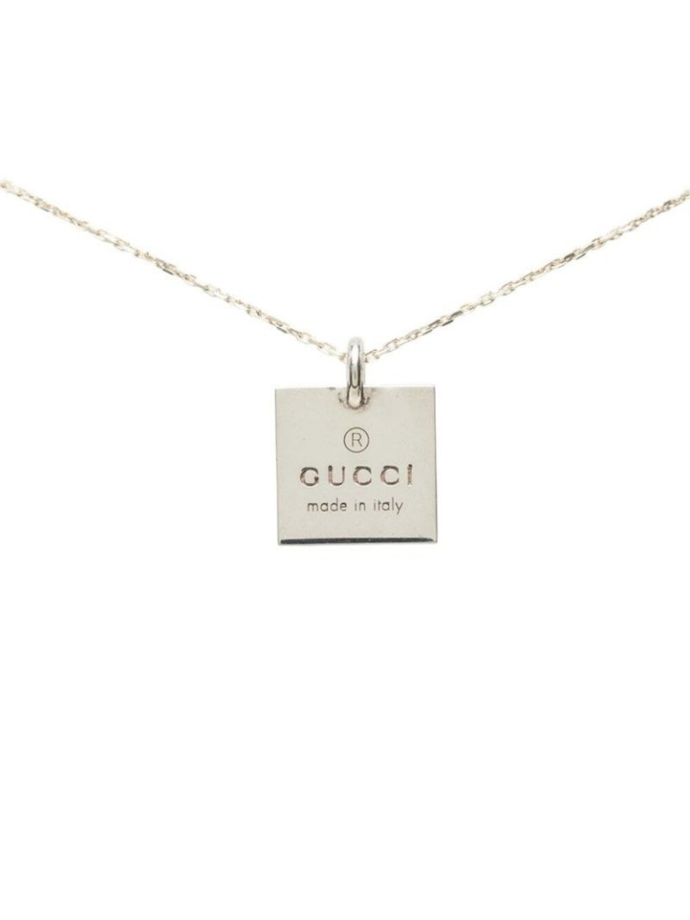 Gucci Logo Plate Chain Pendant Silver